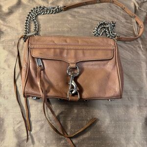 Rebecca Minkoff mini Mac tan Leather adjustable Shoulder crossbody clutch Bag